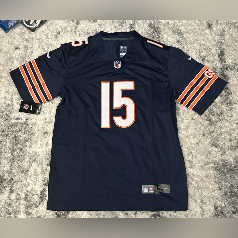 Navy Blue Sports Jersey with Orange Stripes